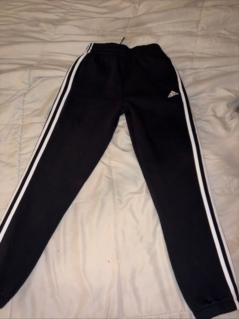 adidas Black Joggers with White Side Stripes - Kids